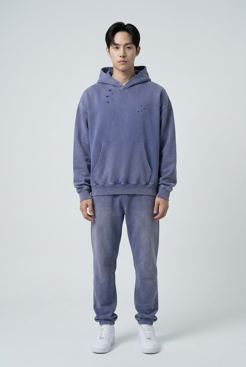 Mineral Wash Distressed Hoodie