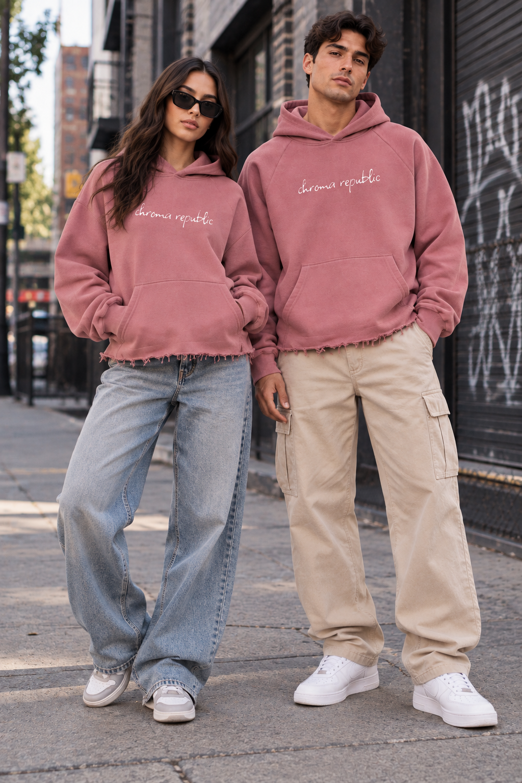 Vintage Wash Raw Edge Boxy Hoodie