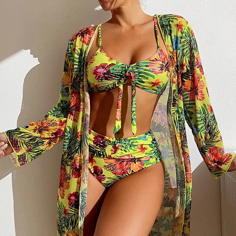 Tropical Bloom 3-Piece Bikini Set