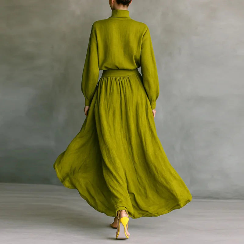 Retro Solid Cotton Linen Dress