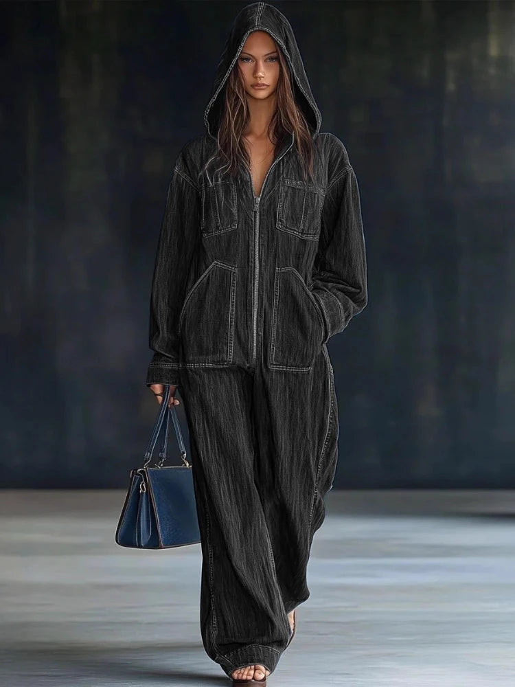 Streetwear Wide -Leg Pants Denim overalls