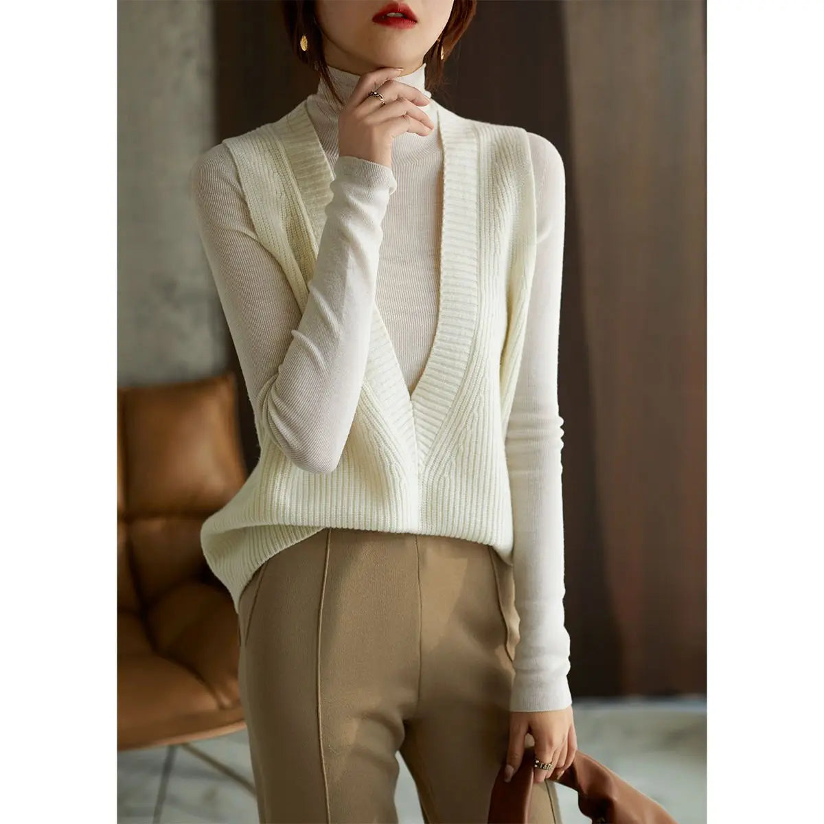 Versatile Vest V-neck Knitted