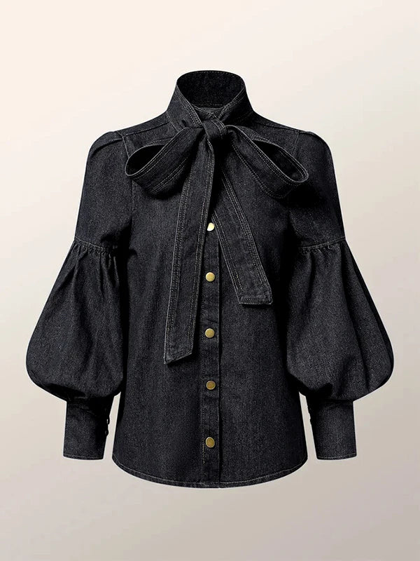 Puff Sleeve Denim Blouse