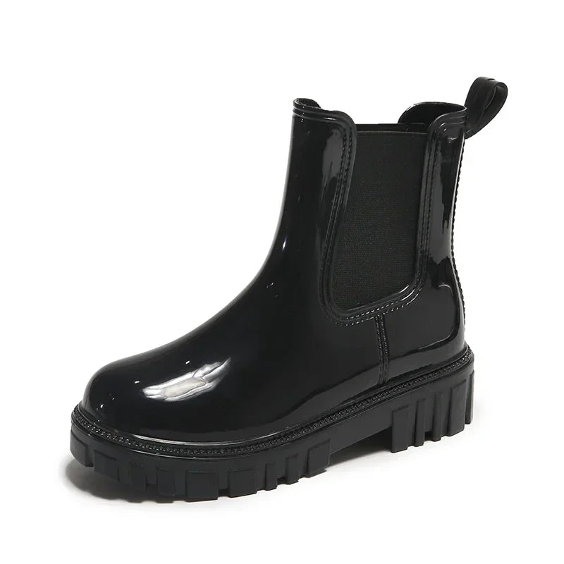New Women's Shiny Color Rain Boots Four Seasons