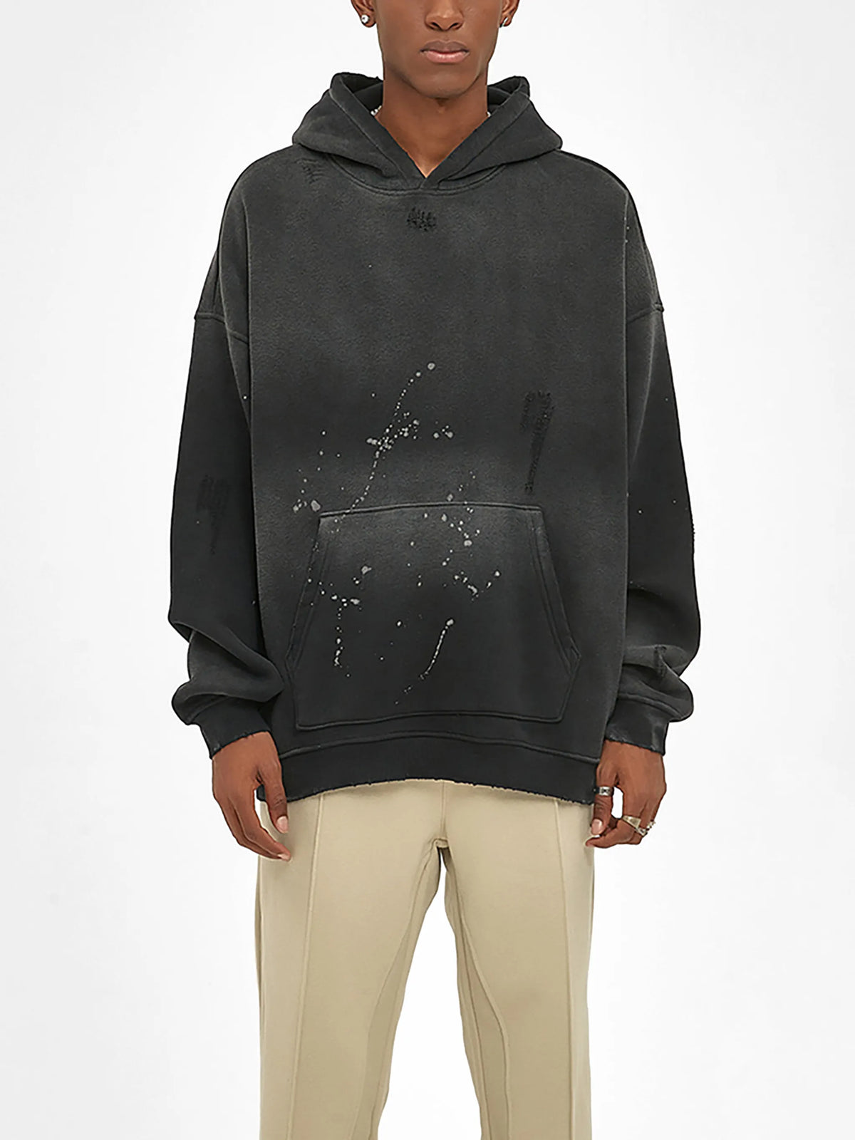 Vintage Washed Frayed Fleece Hoodie