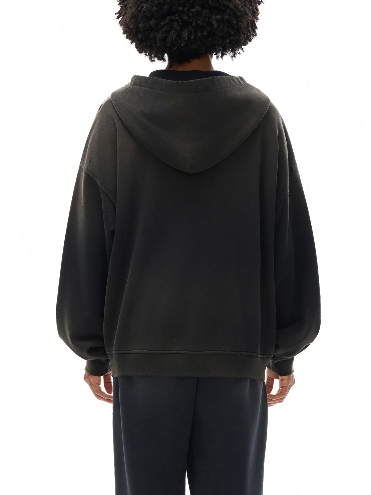 Hand-Frayed Sun fade Zip Hoodie
