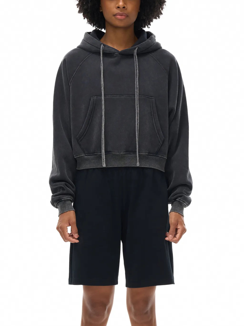 Snow Washed Cropped Hoodie
