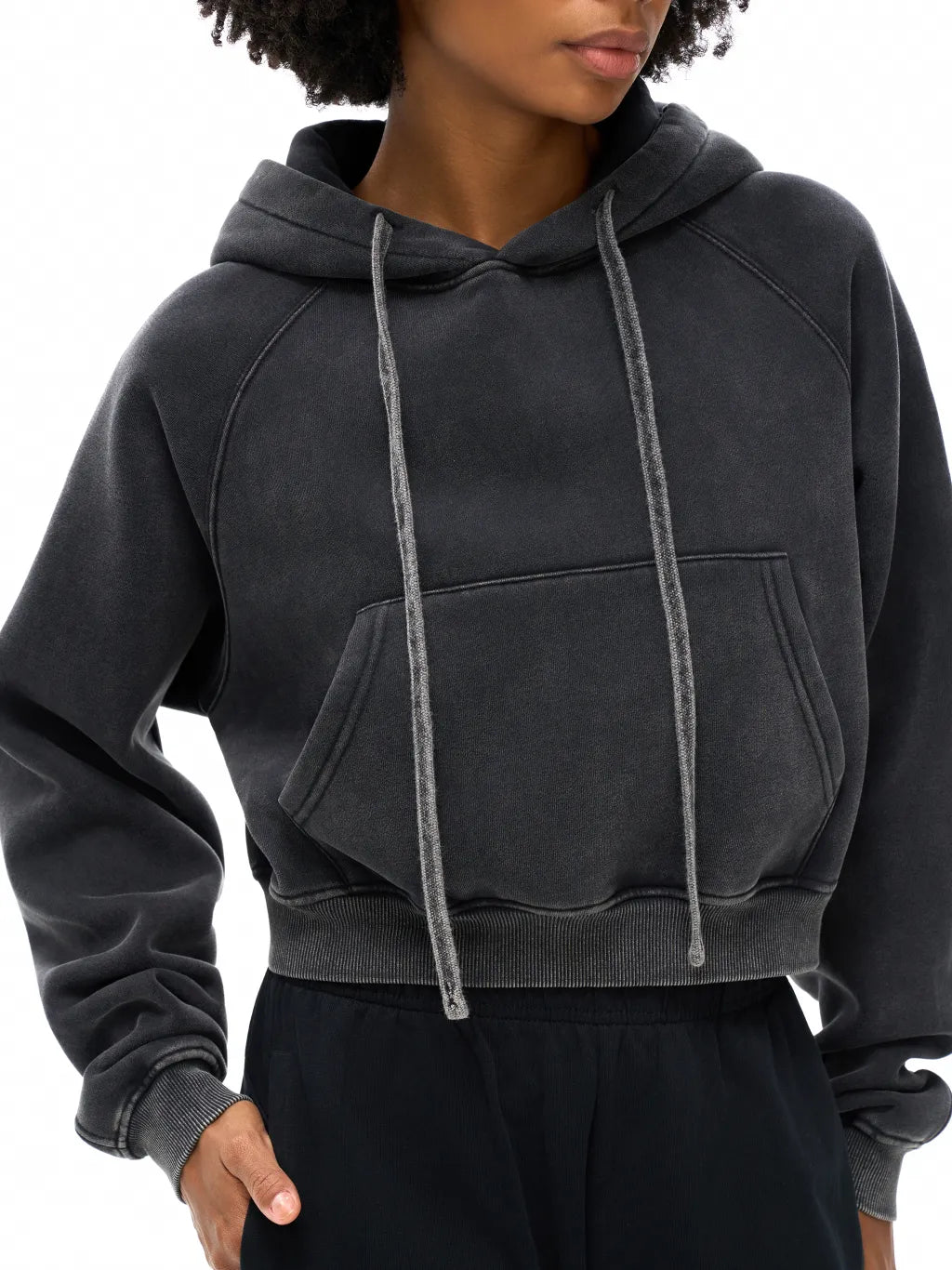 Snow Washed Cropped Hoodie