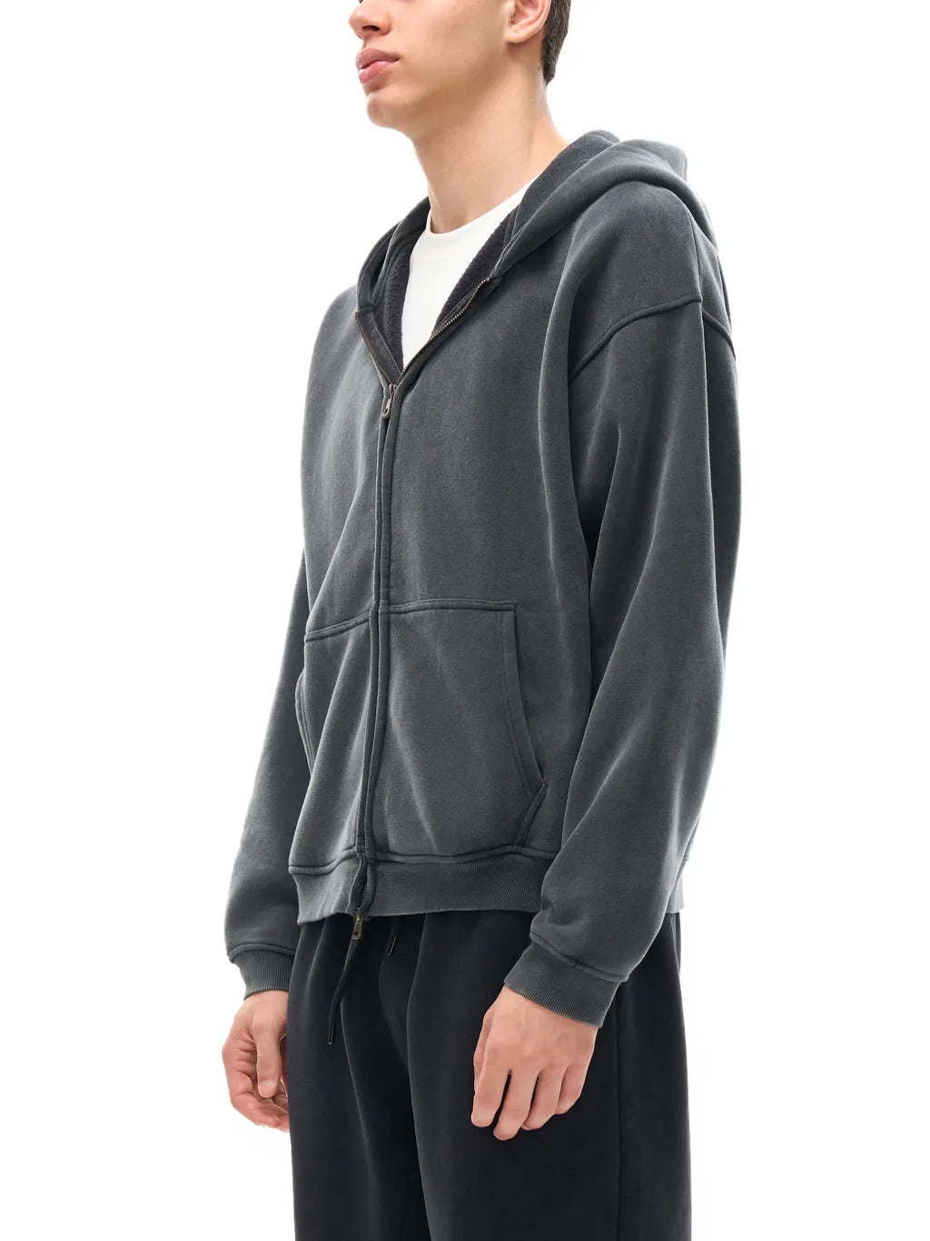 Zip-Through Boxy Fleece Hoodie