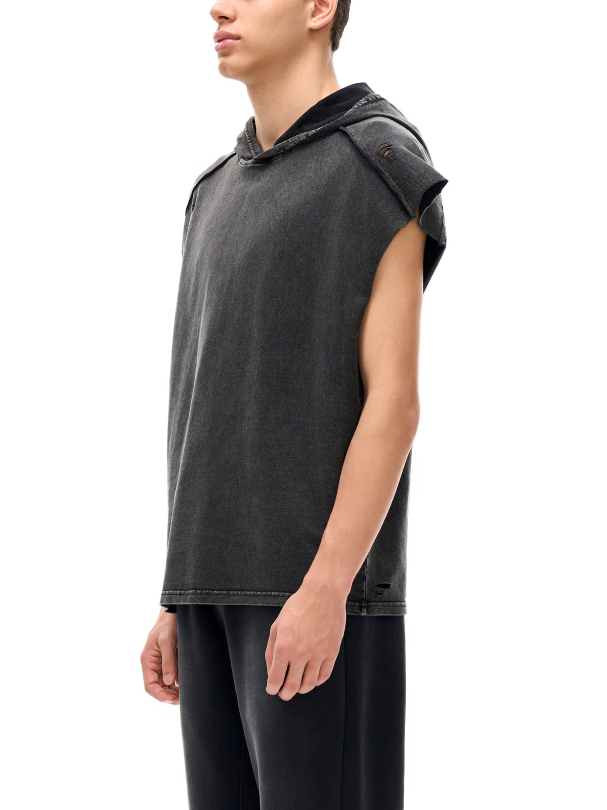 Snow Washed Boxy Hooded Tank Top
