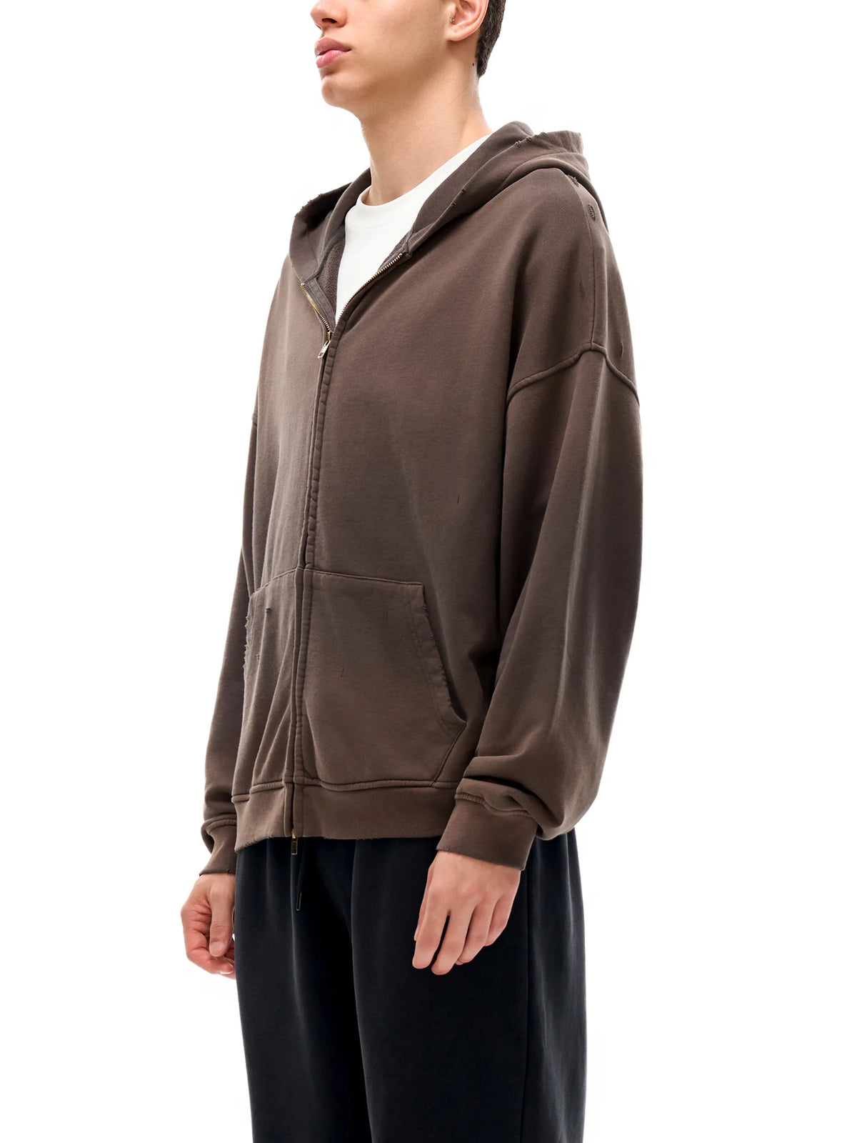 Hand-Frayed Sun fade Zip Hoodie