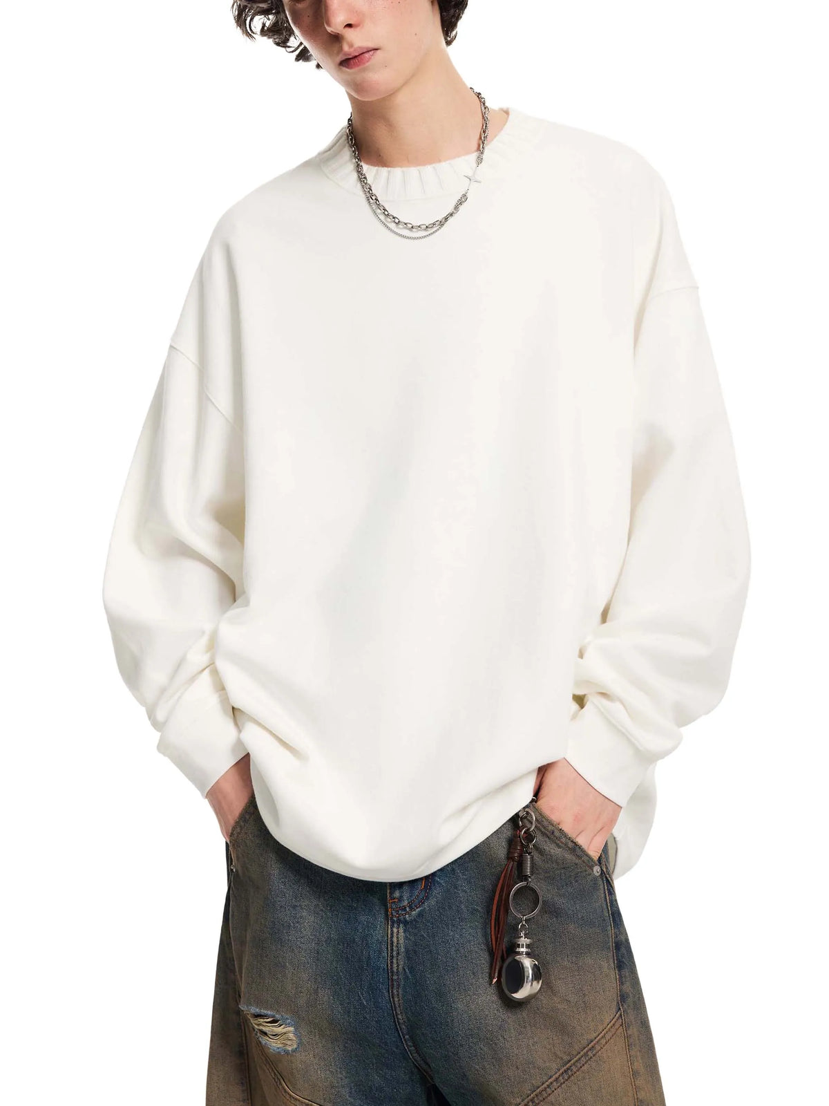 Knitted Round Neck Oversize Sweatshirt