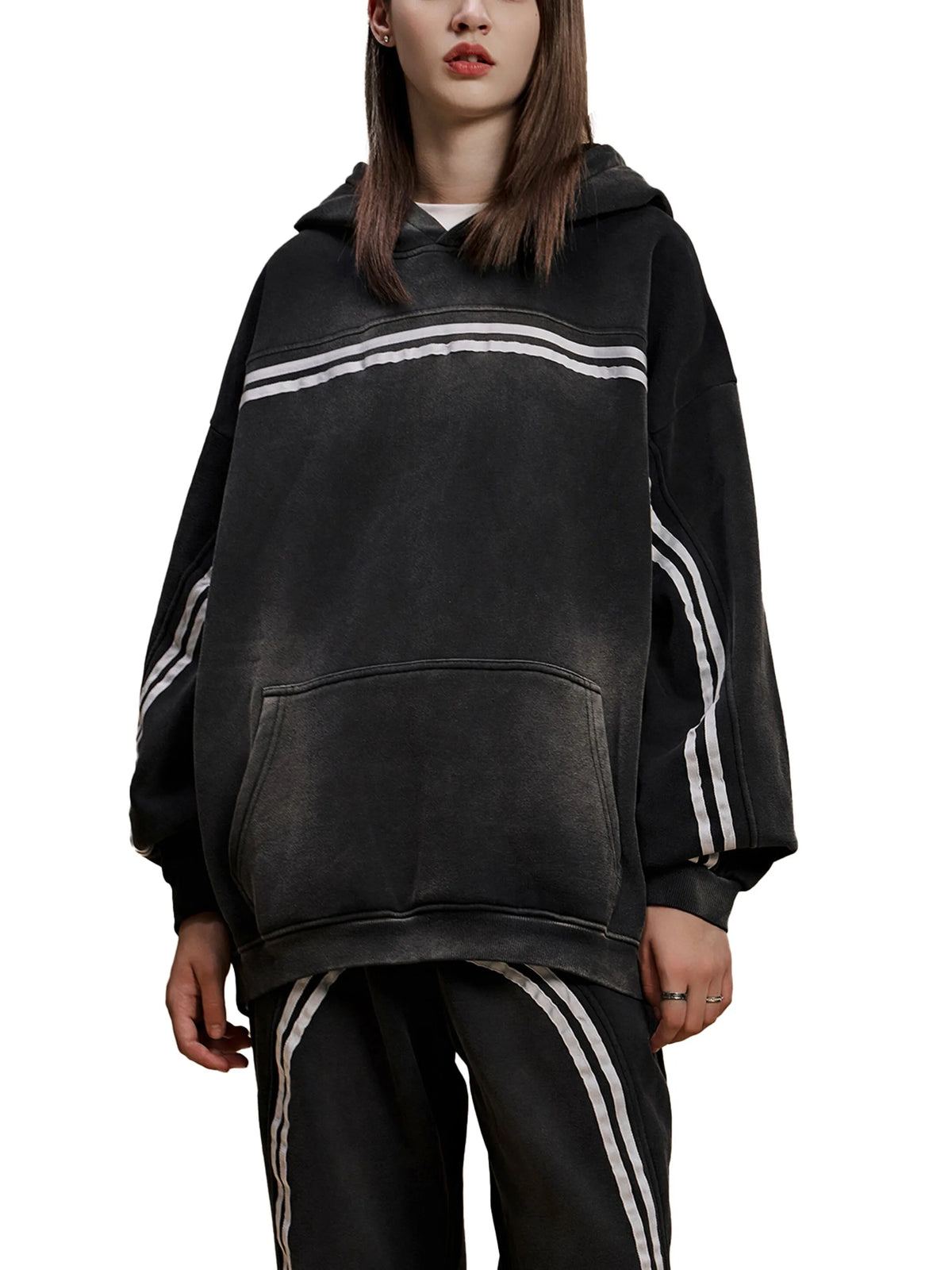 Sun Fade Contrast Tape Fleece Hoodie