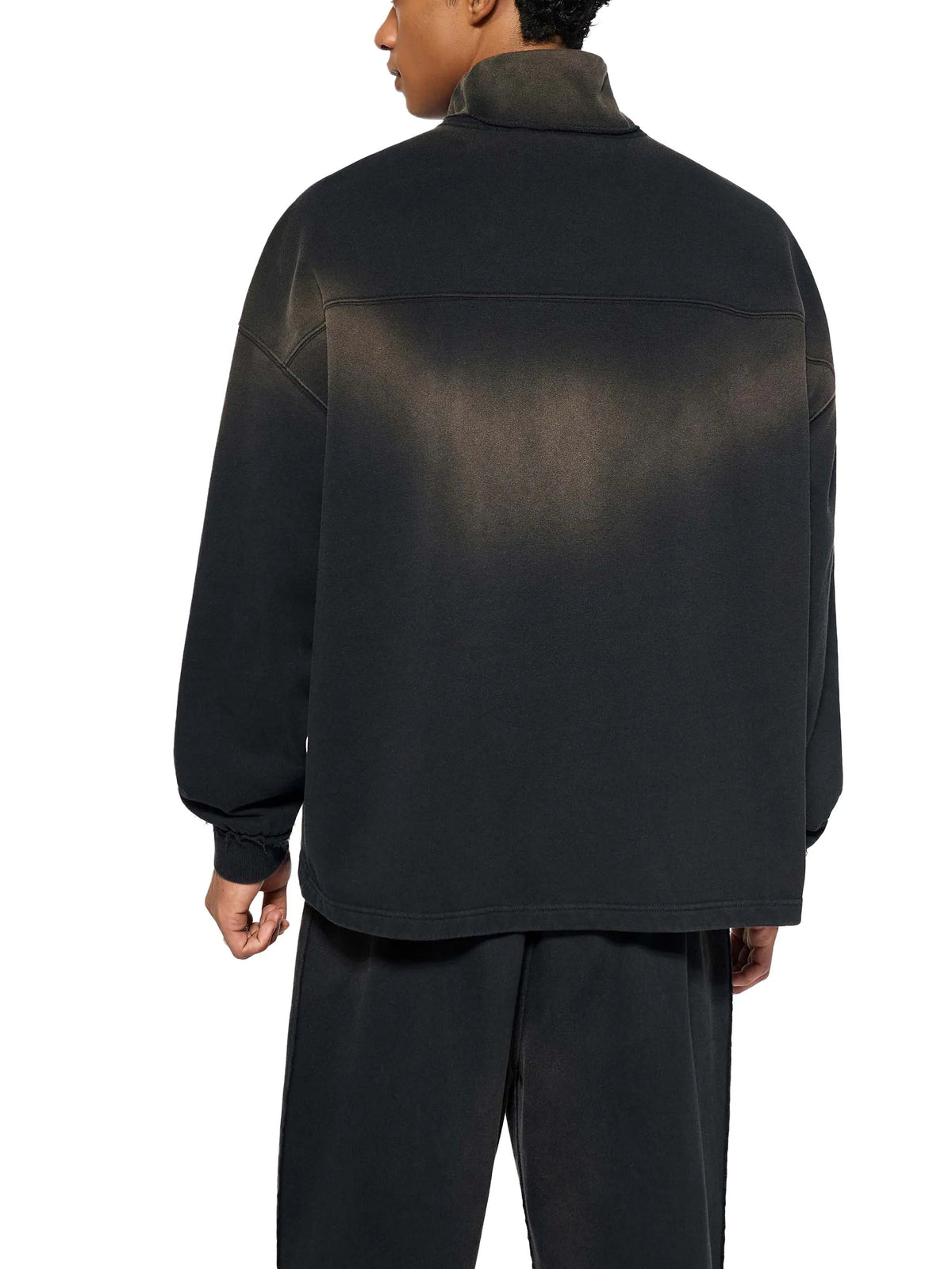 Sun Fade Raw Edge Quarter-Zip Sweatshirt