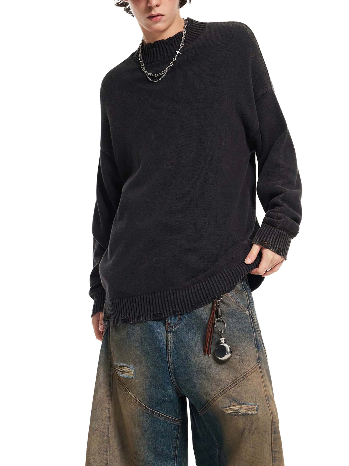 Vintage Washed Hand-Frayed Sweater