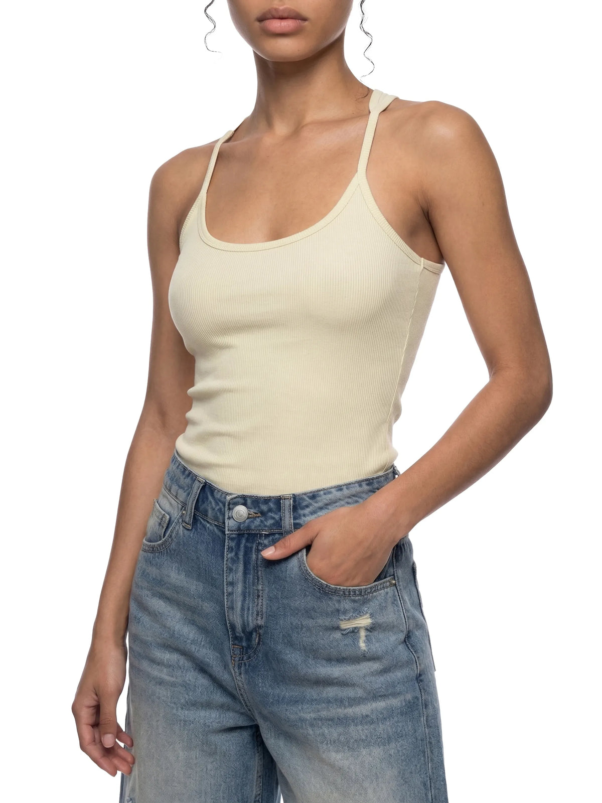 Slim Fit Ribbed Racerback Tank Top