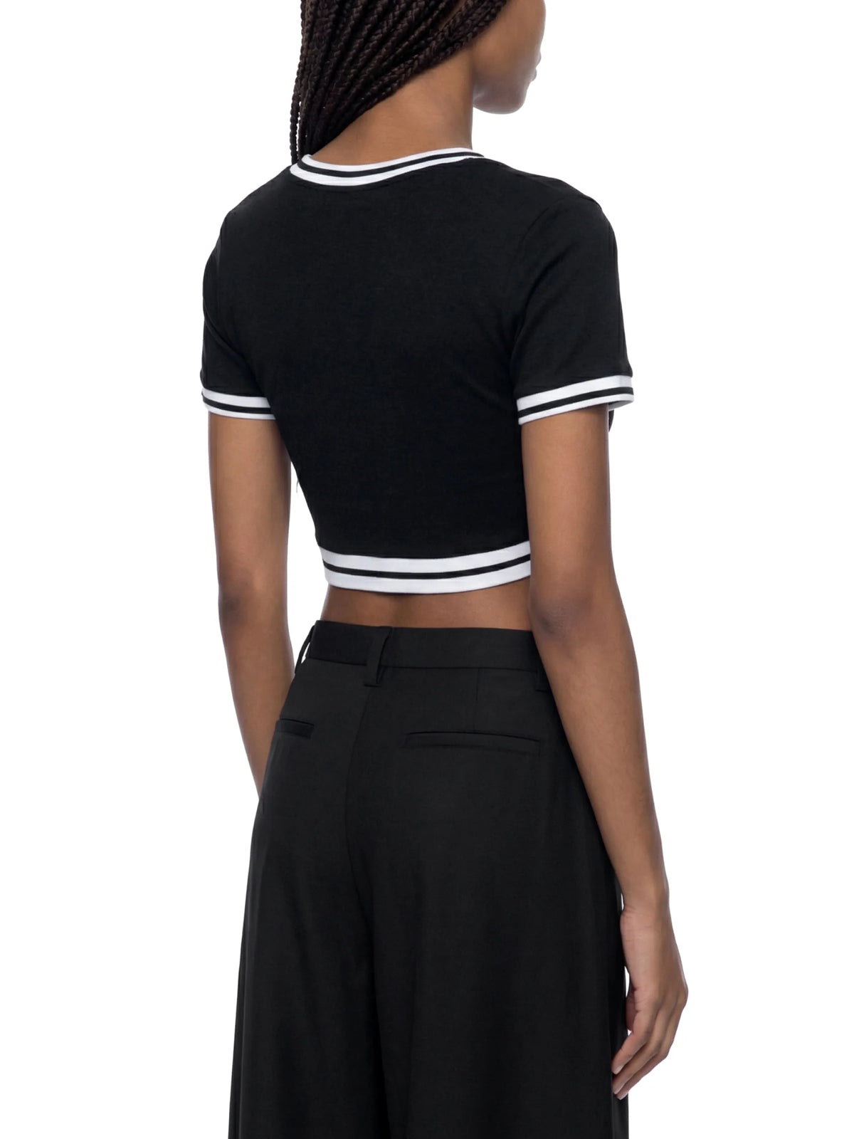 Color Block V-Neck Crop T-Shirt