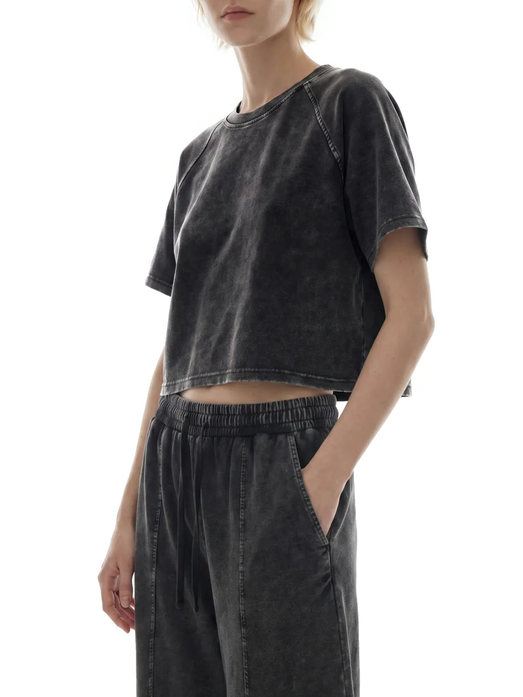 Mineral Wash Raglan Crop T-Shirt