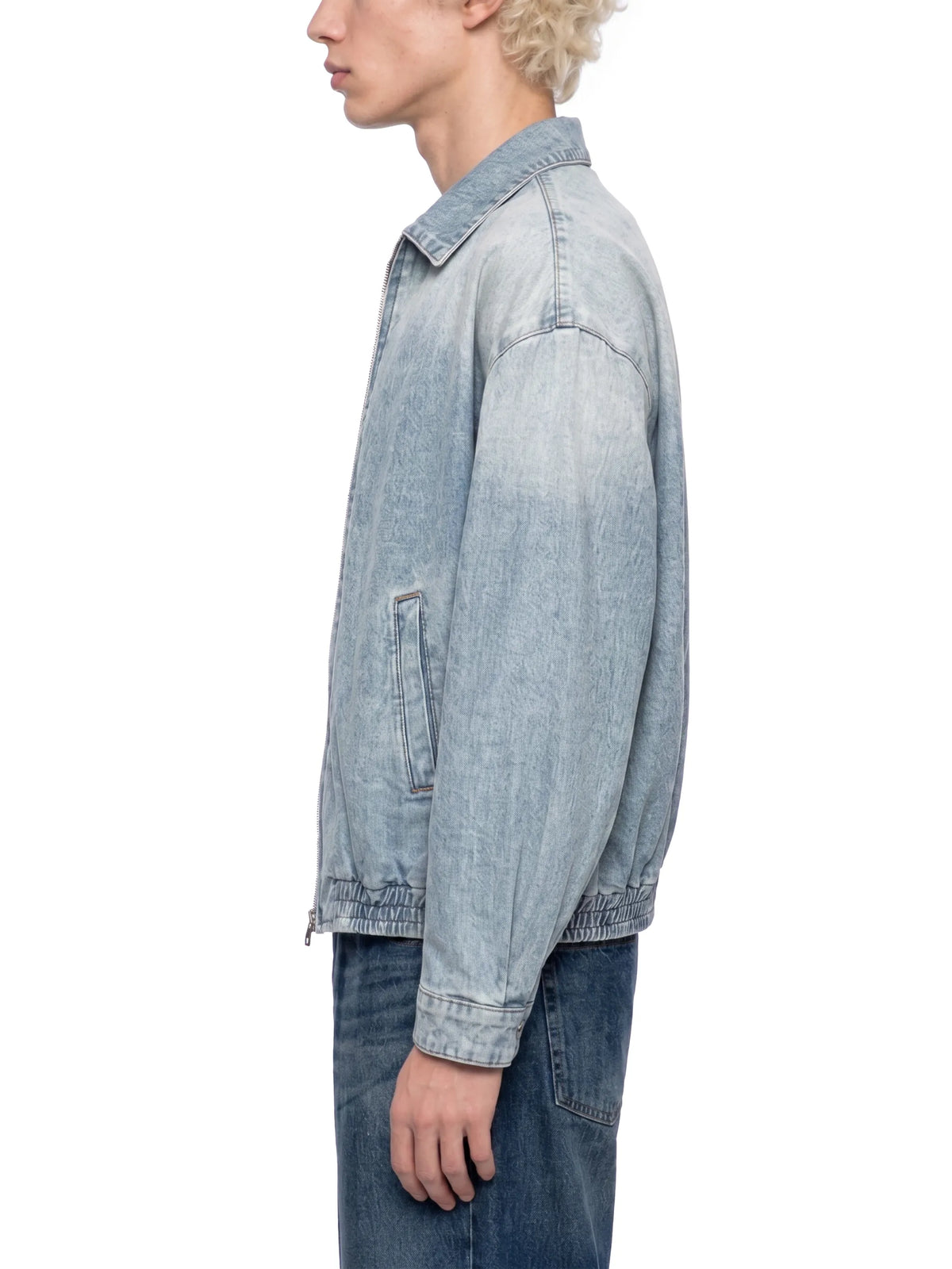 Vintage Wash Full-Zip Denim Jacket