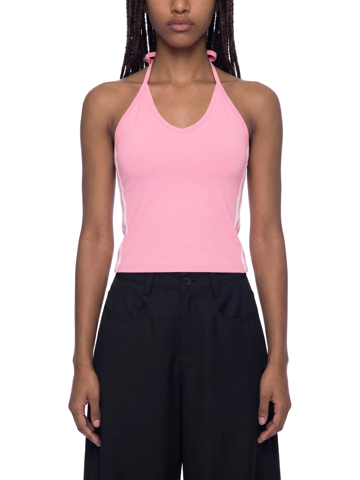 Color Block Halter Crop Tank Top