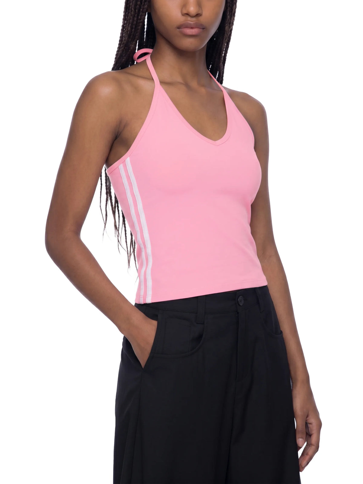 Color Block Halter Crop Tank Top