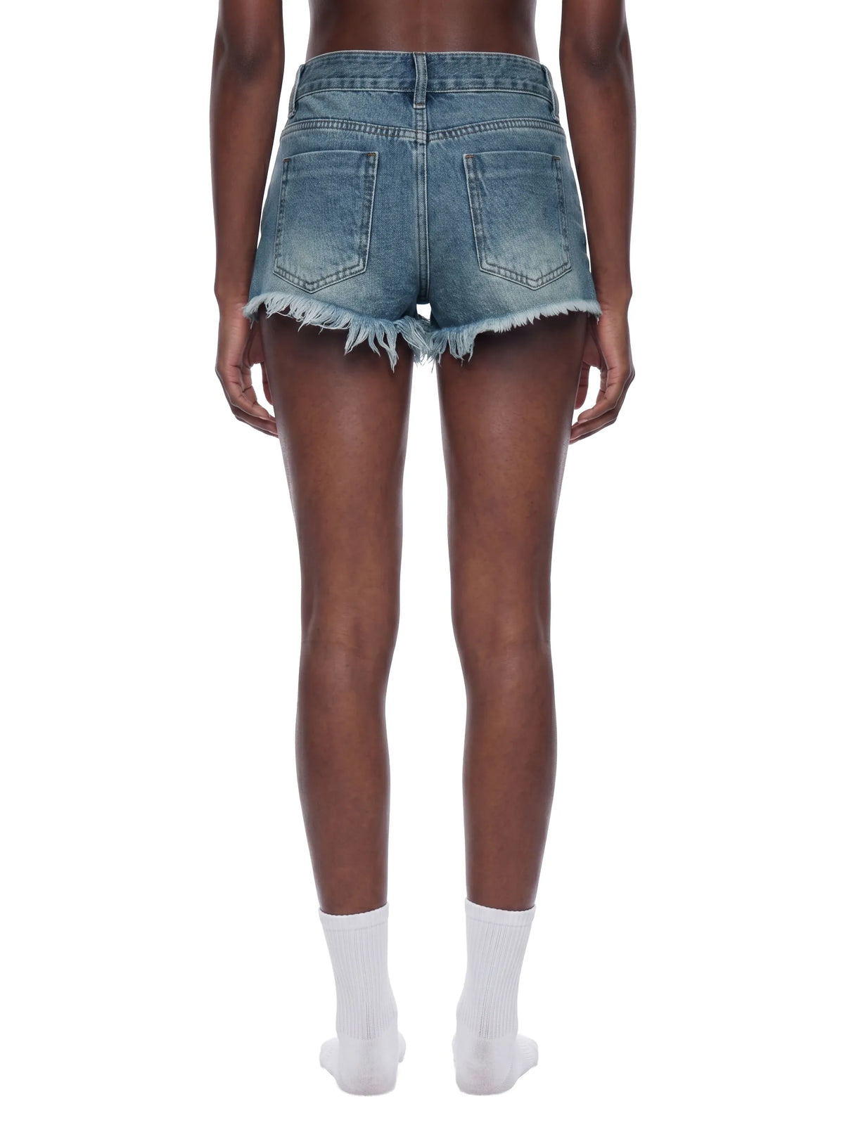 Vintage Wash Raw Hem Denim Shorts