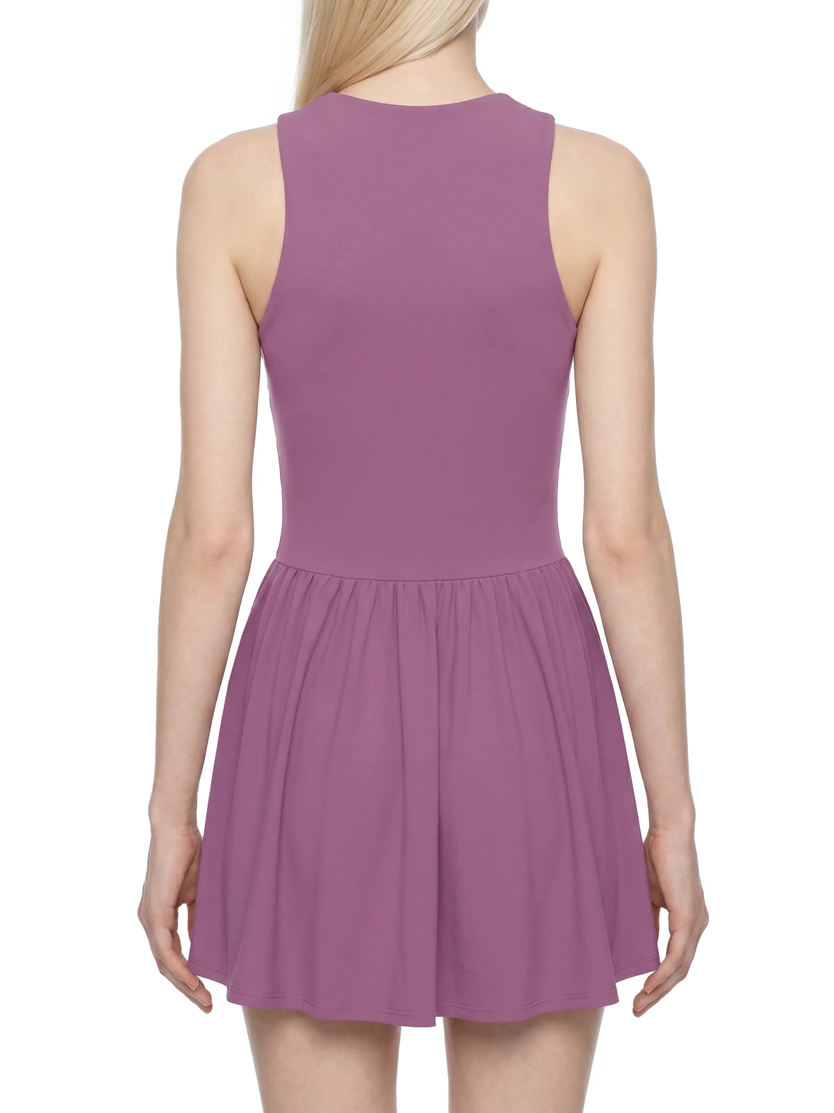 Ruched Sleeveless Full-Zip Dress