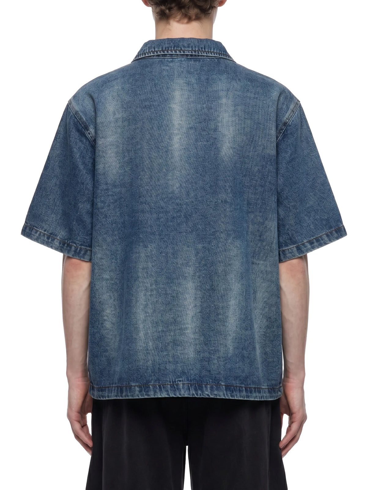 Vintage Washed Full-Zip Denim Shirt
