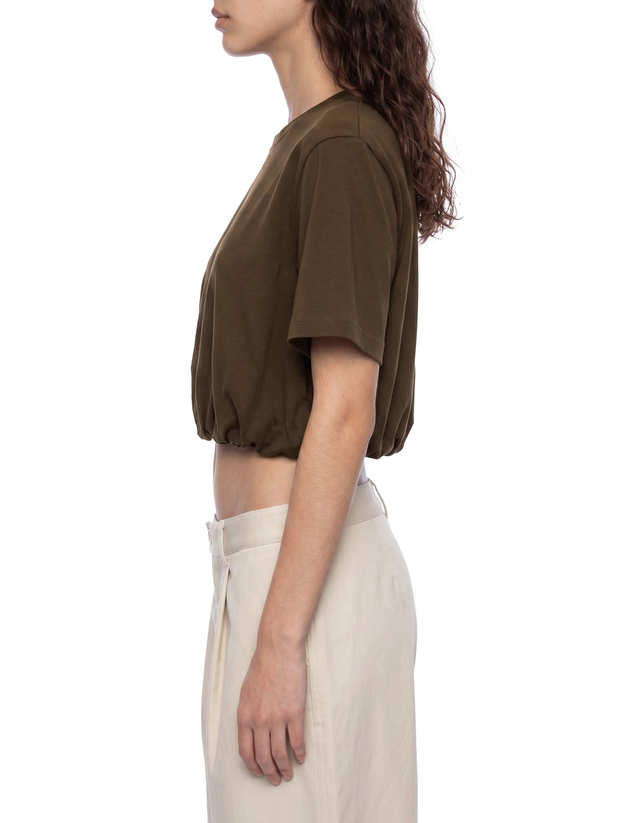 Crop Bubble Hem T-Shirt