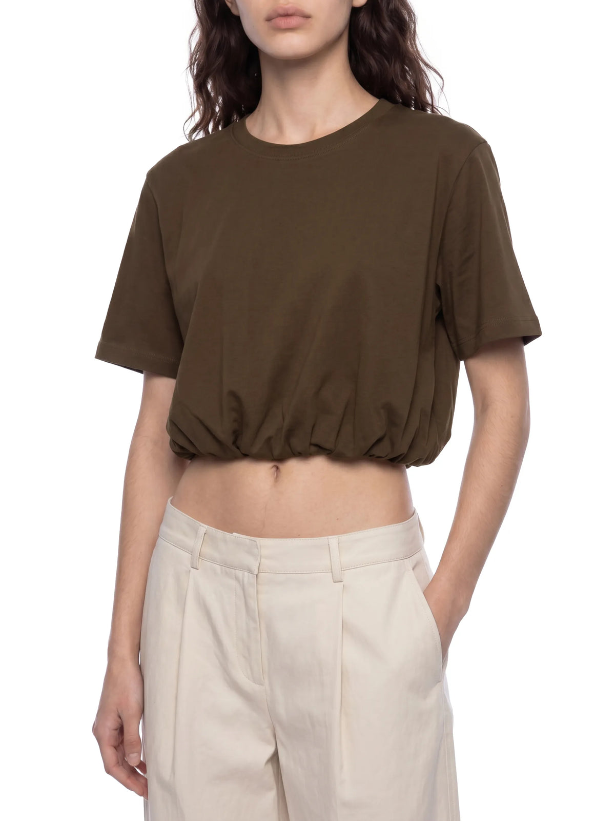 Crop Bubble Hem T-Shirt