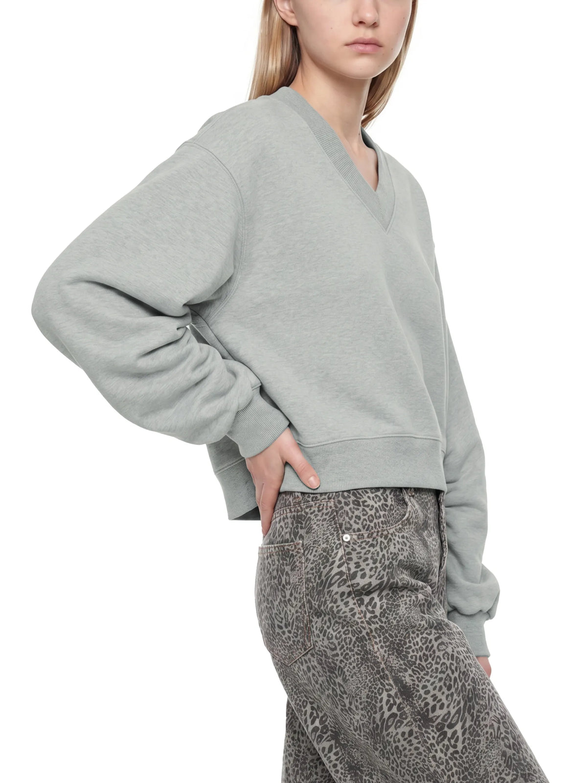Crop V-Neck Sweatshirt