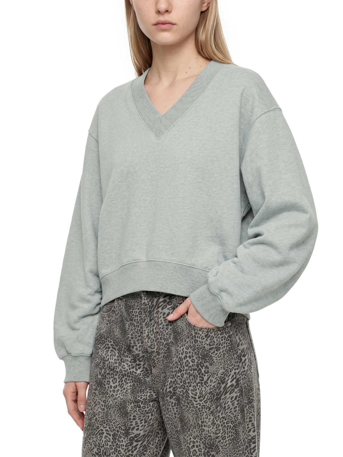 Crop V-Neck Sweatshirt