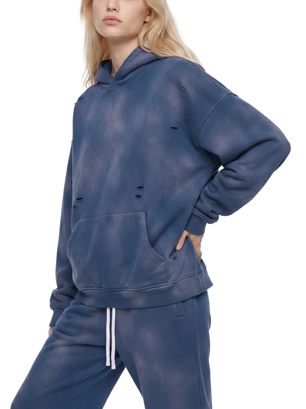 Sun-fade Frayed Fleece Hoodie