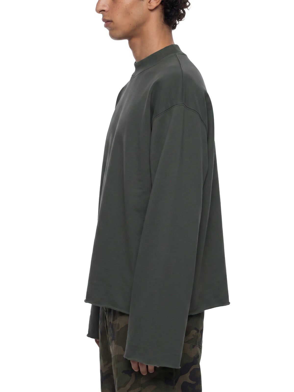Mock Neck Raw Edge Boxy Sweatshirt