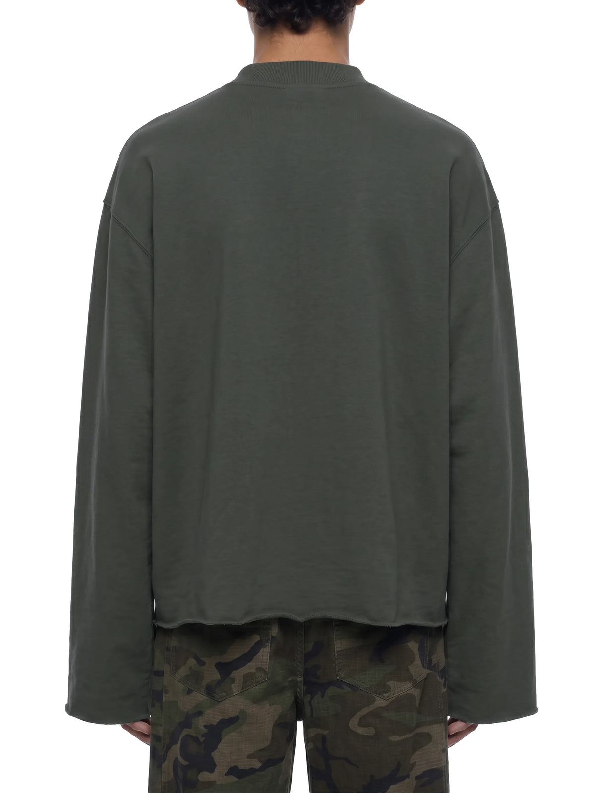 Mock Neck Raw Edge Boxy Sweatshirt