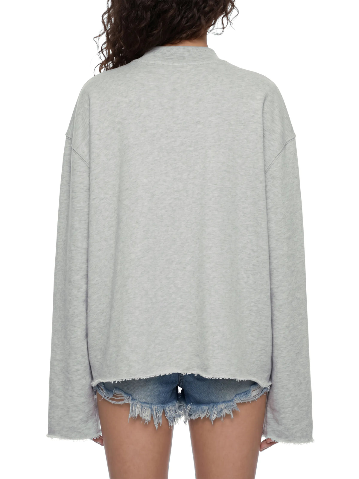 Mock Neck Raw Edge Boxy Sweatshirt
