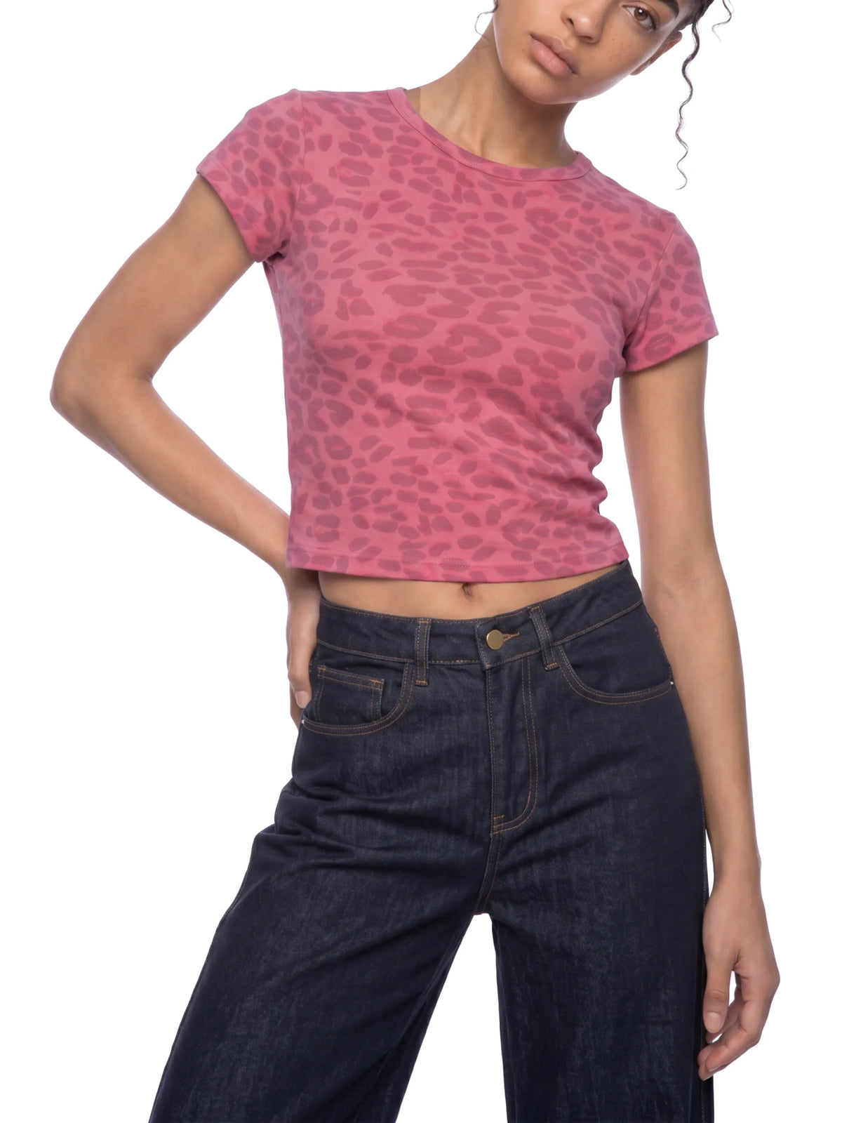 Leopard Print Crop T-Shirt