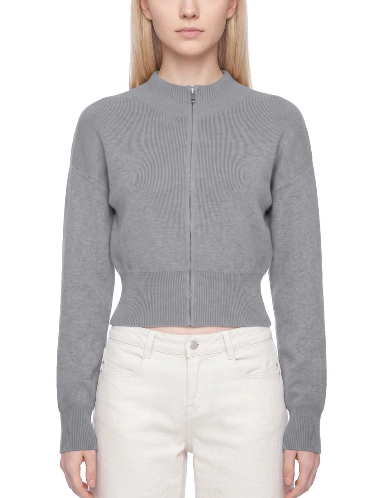 Mock Neck Zip Up knit Cardigan