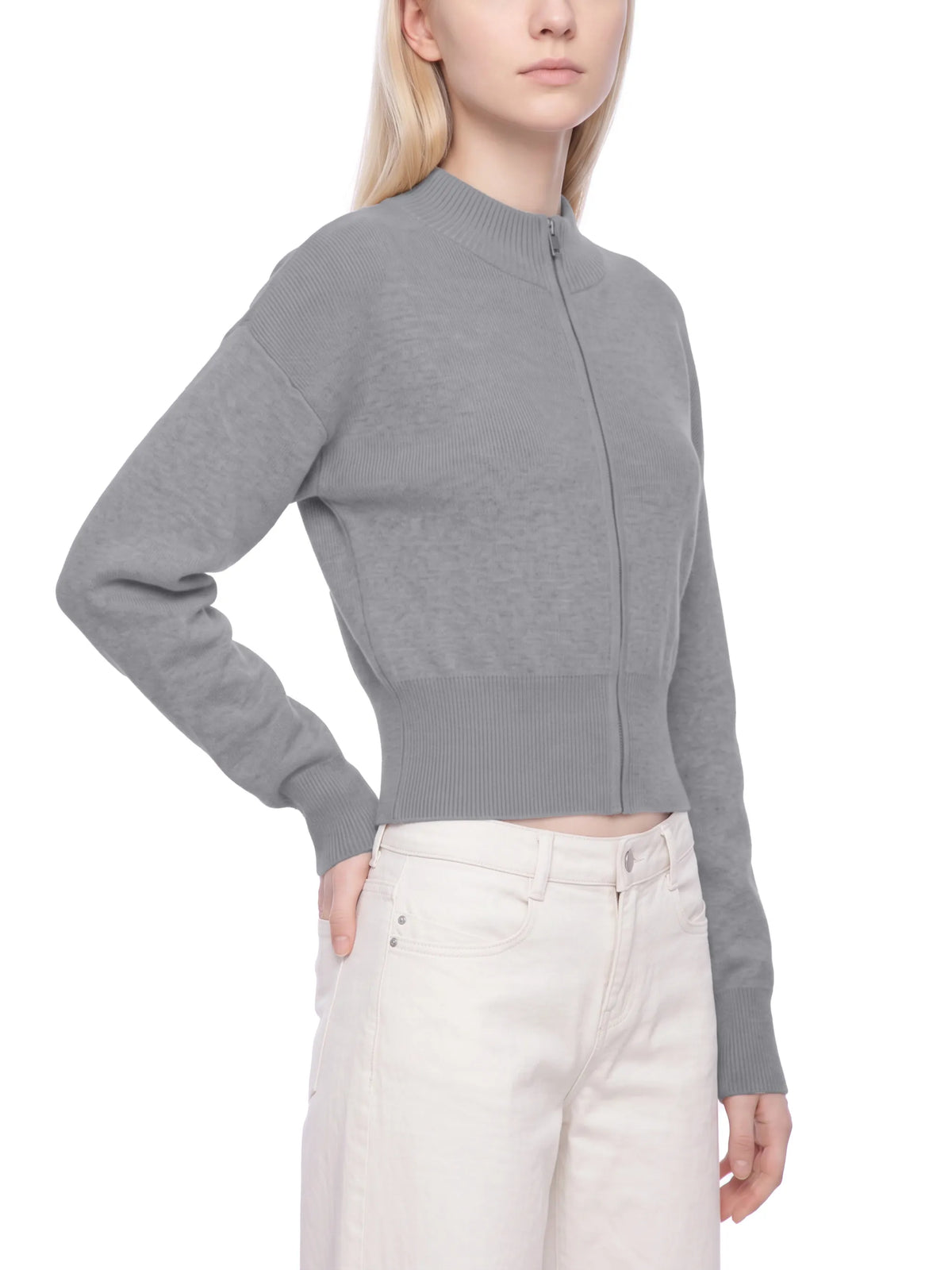 Mock Neck Zip Up knit Cardigan
