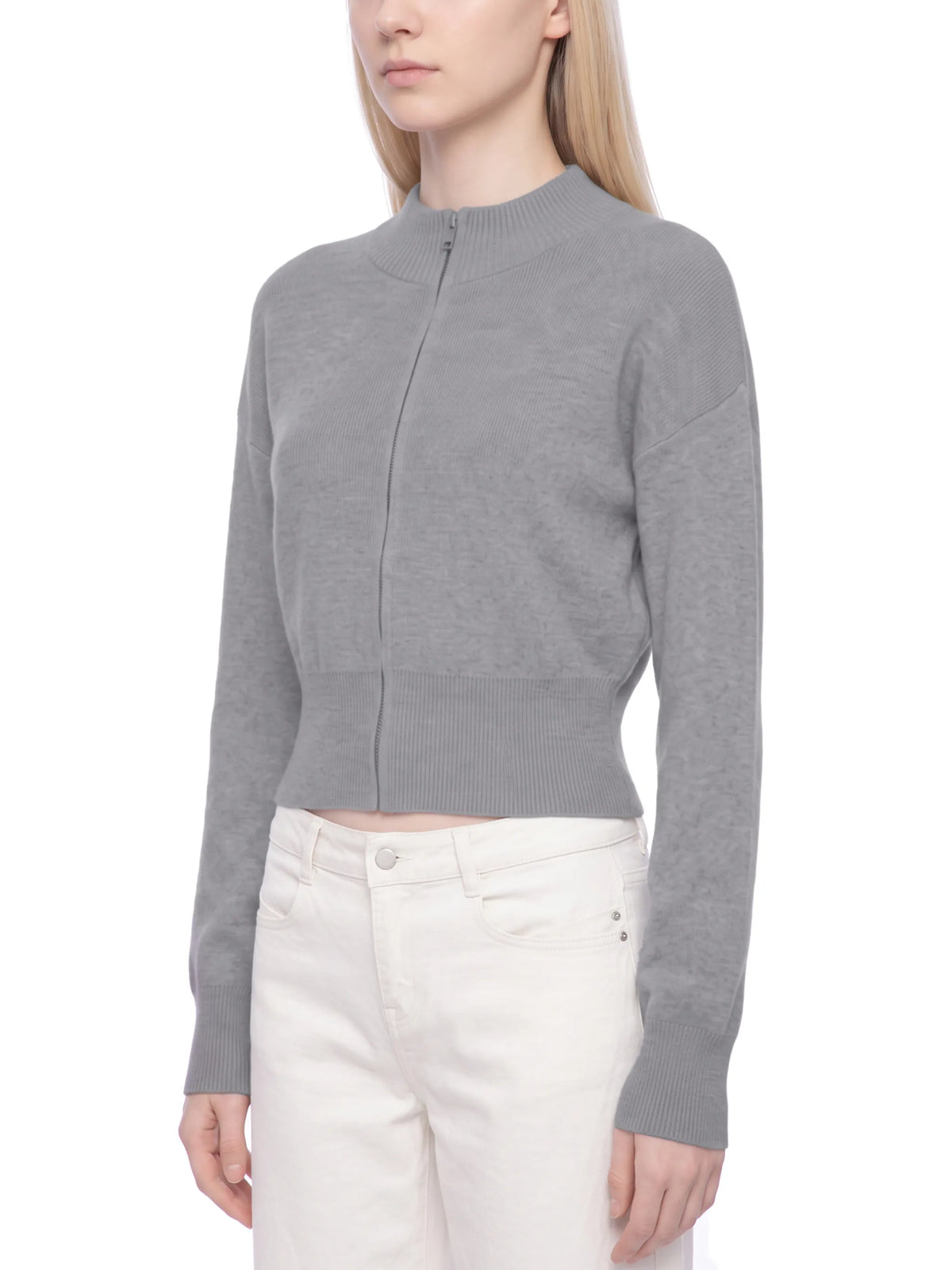 Mock Neck Zip Up knit Cardigan