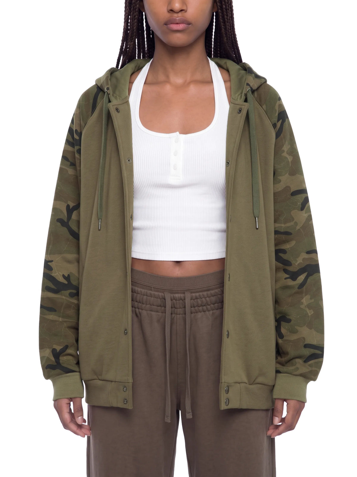 Camo-Splice Raglan Zip Hoodie