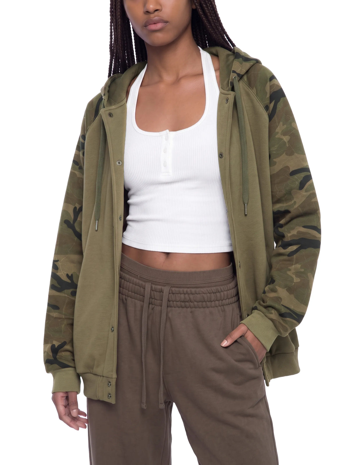Camo-Splice Raglan Zip Hoodie