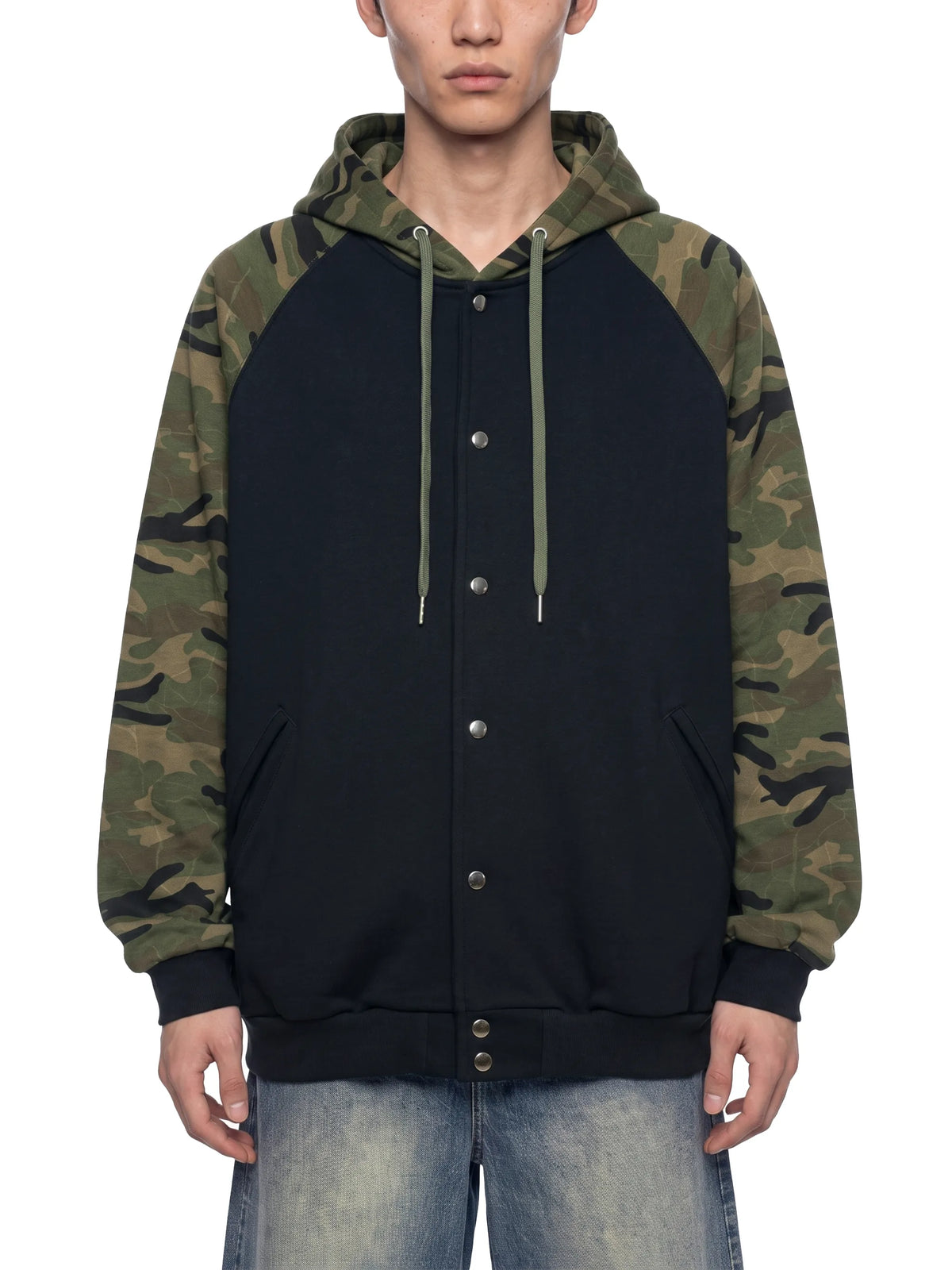 Camo-Splice Raglan Zip Hoodie