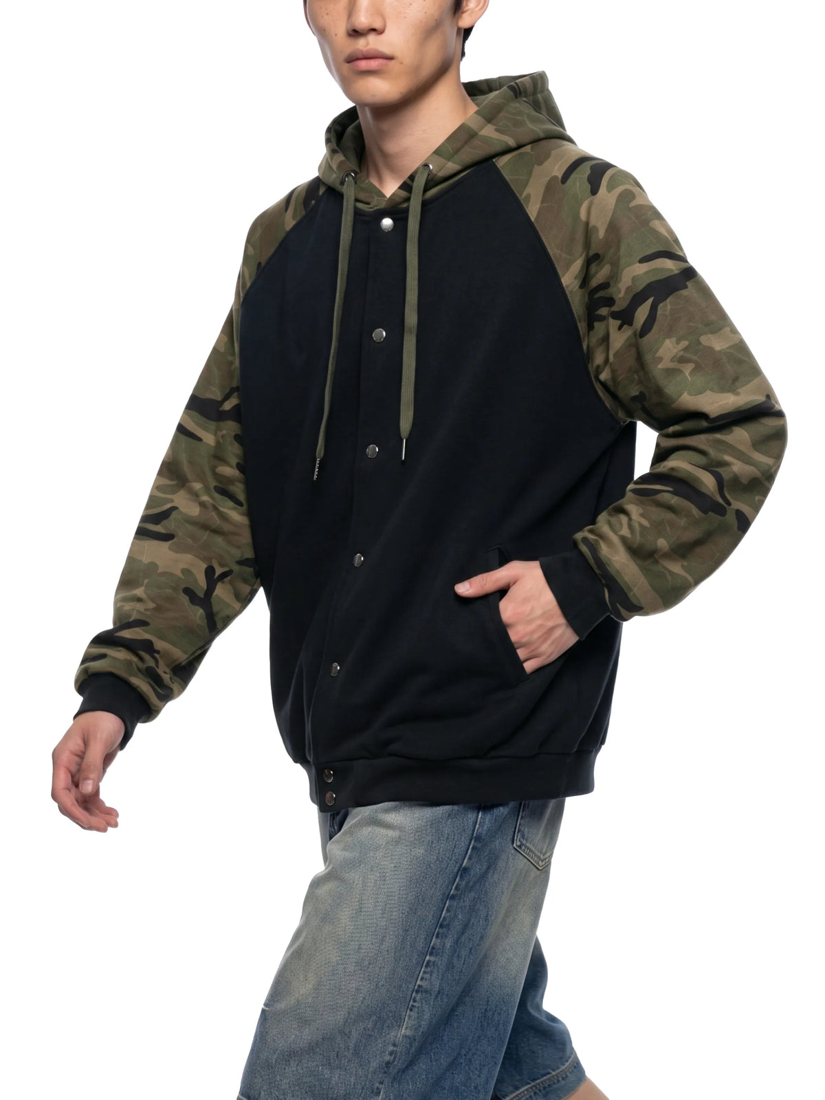 Camo-Splice Raglan Zip Hoodie