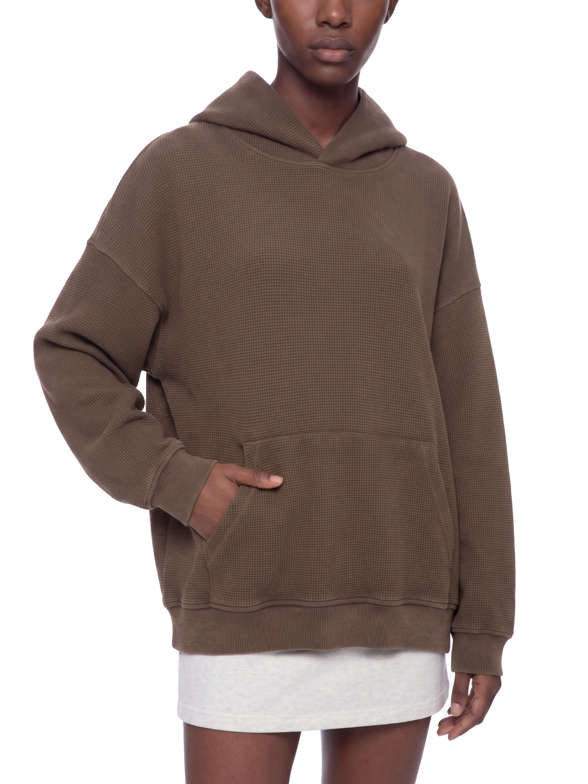 Vintage Wash Waffle Boxy Hoodie