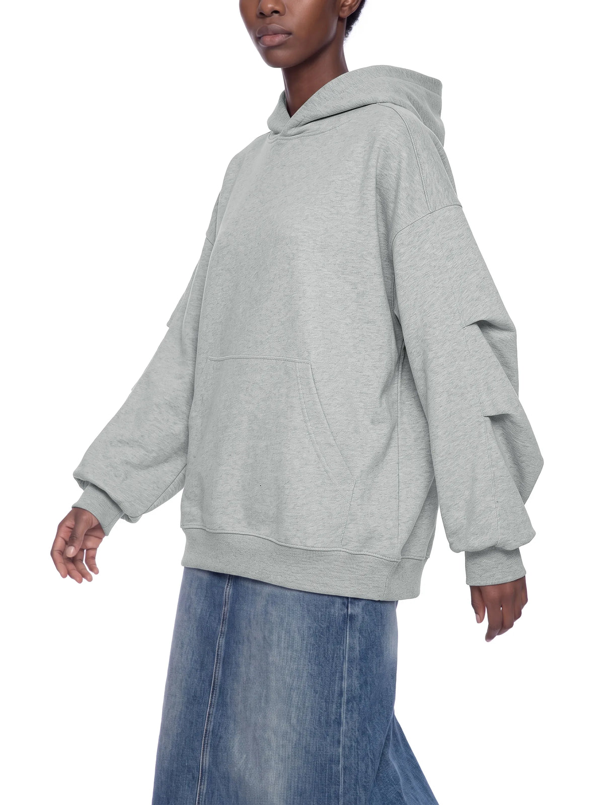 Ruched Sleeves Hoodie