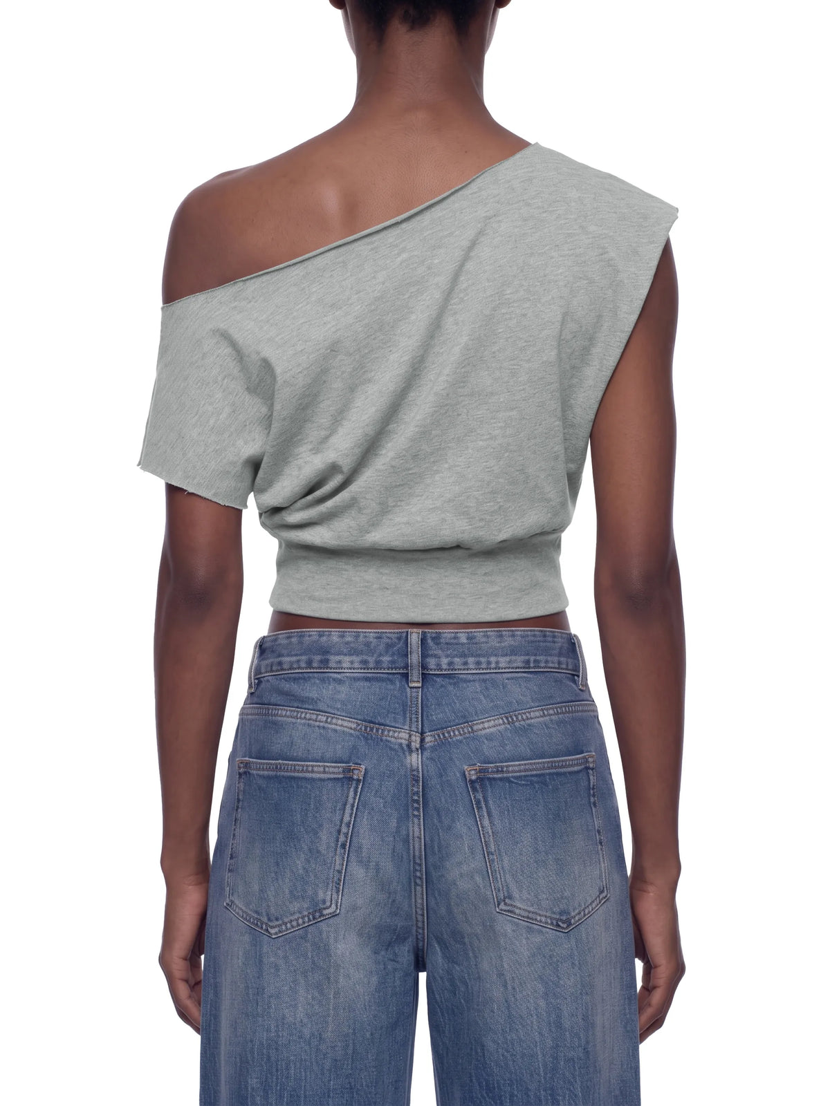 Boatneck Raw Edge Crop T-Shirt