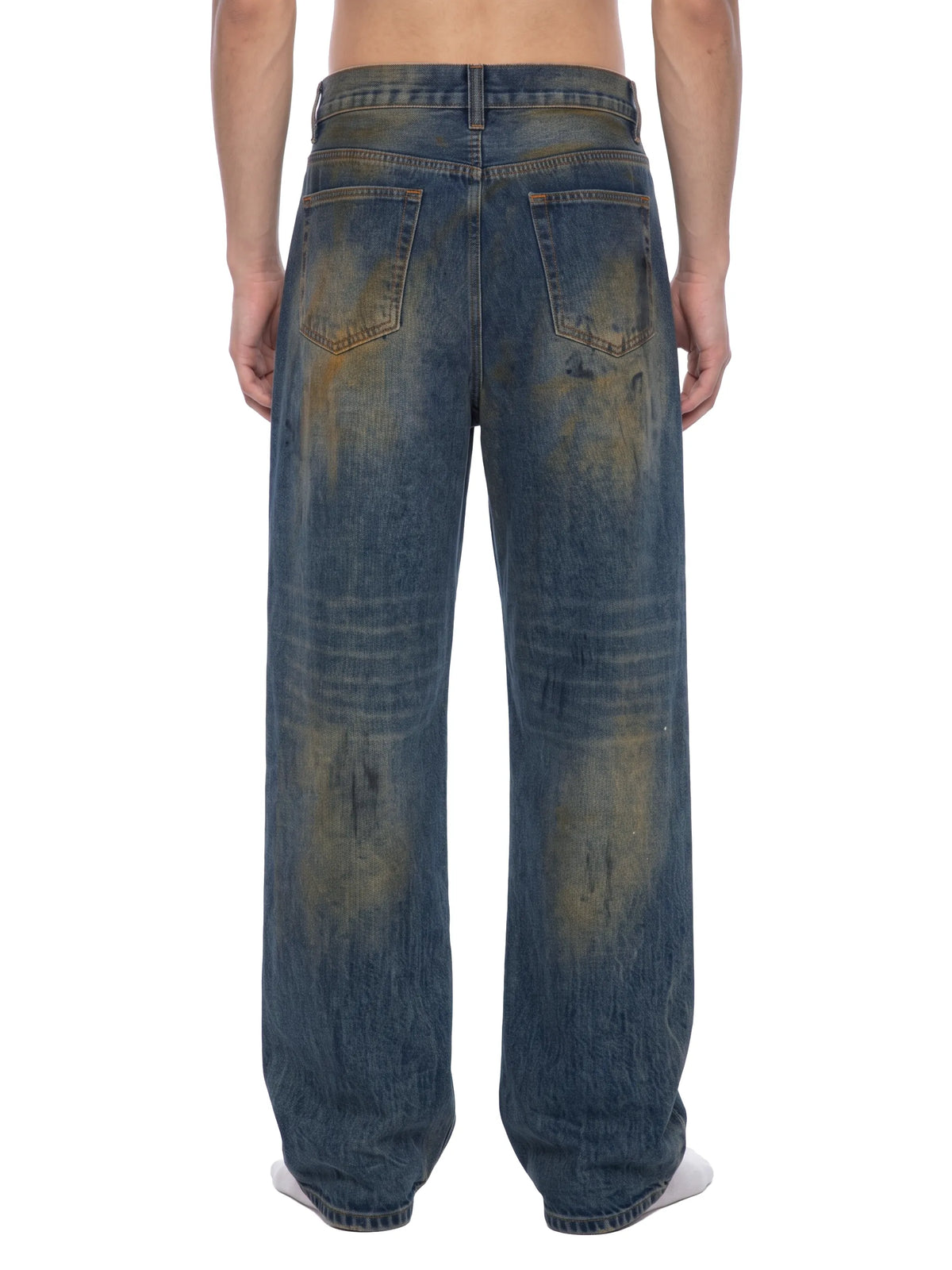 Vintage Wash Wide Leg Denim Jeans