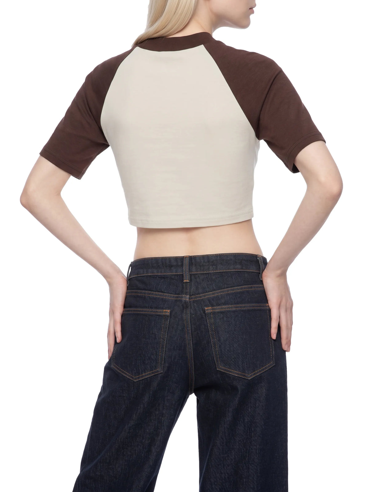 Color Block Raglan Crop T-Shirt