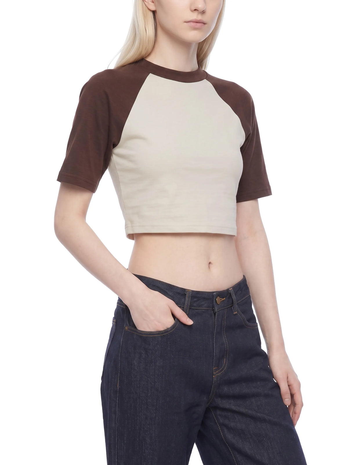 Color Block Raglan Crop T-Shirt